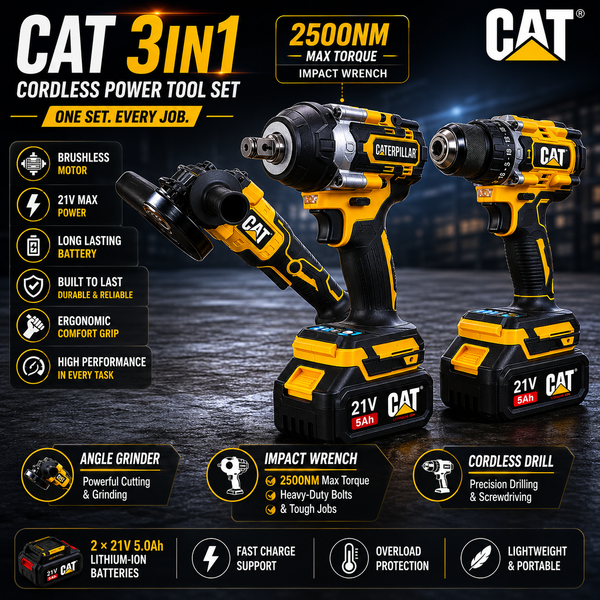 CATERPILLAR 3IN1 POWERTOOLS SET WITH LARGE 2500Nm Wrench